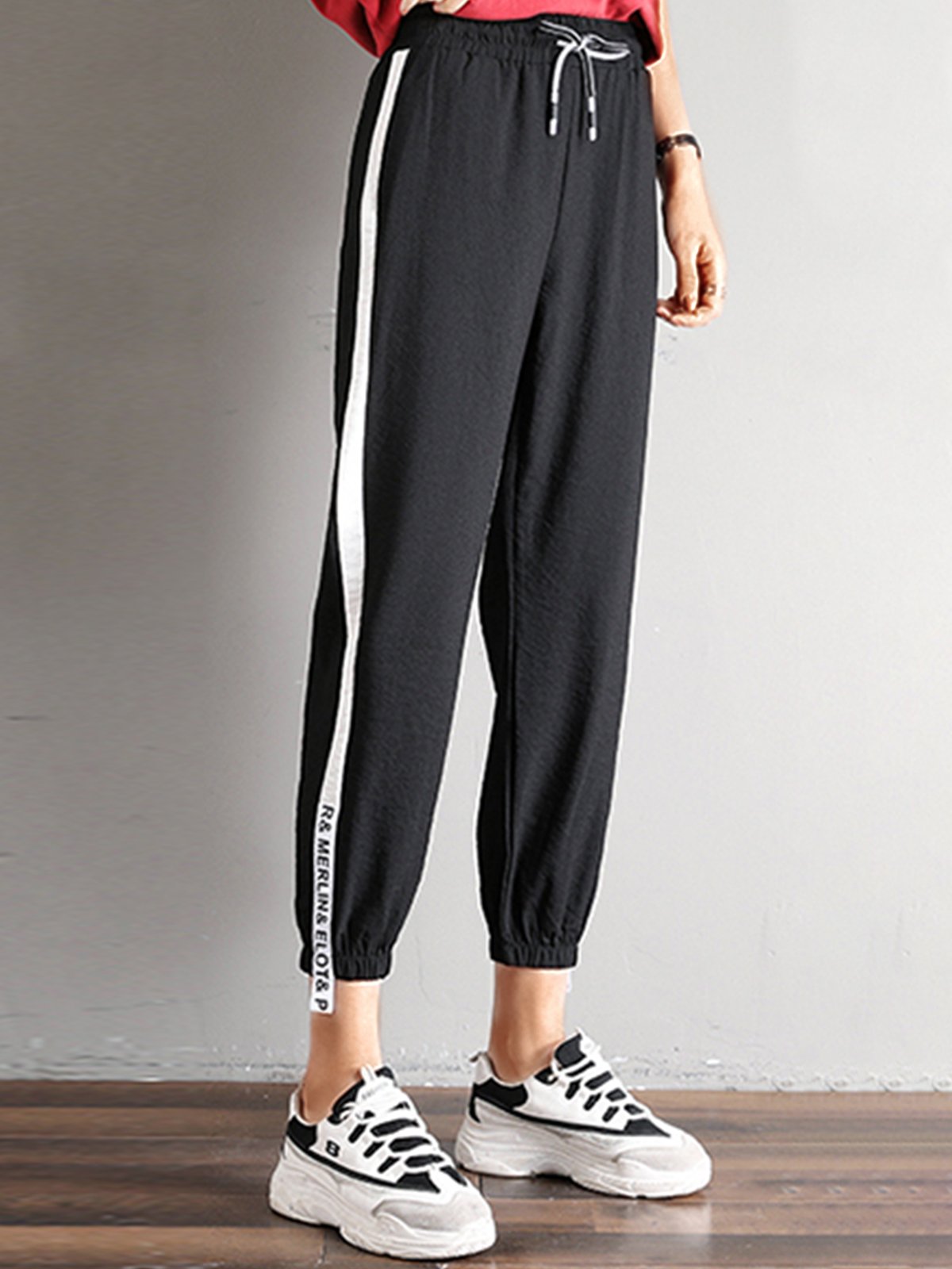 Plus Size Women Cotton Solid Casual Pants