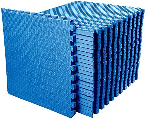 BalanceFrom 1 Inch Extra Thick Puzzle Exercise Mat with EVA Foam Interlocking Tiles for MMA, Exercise,- Blue