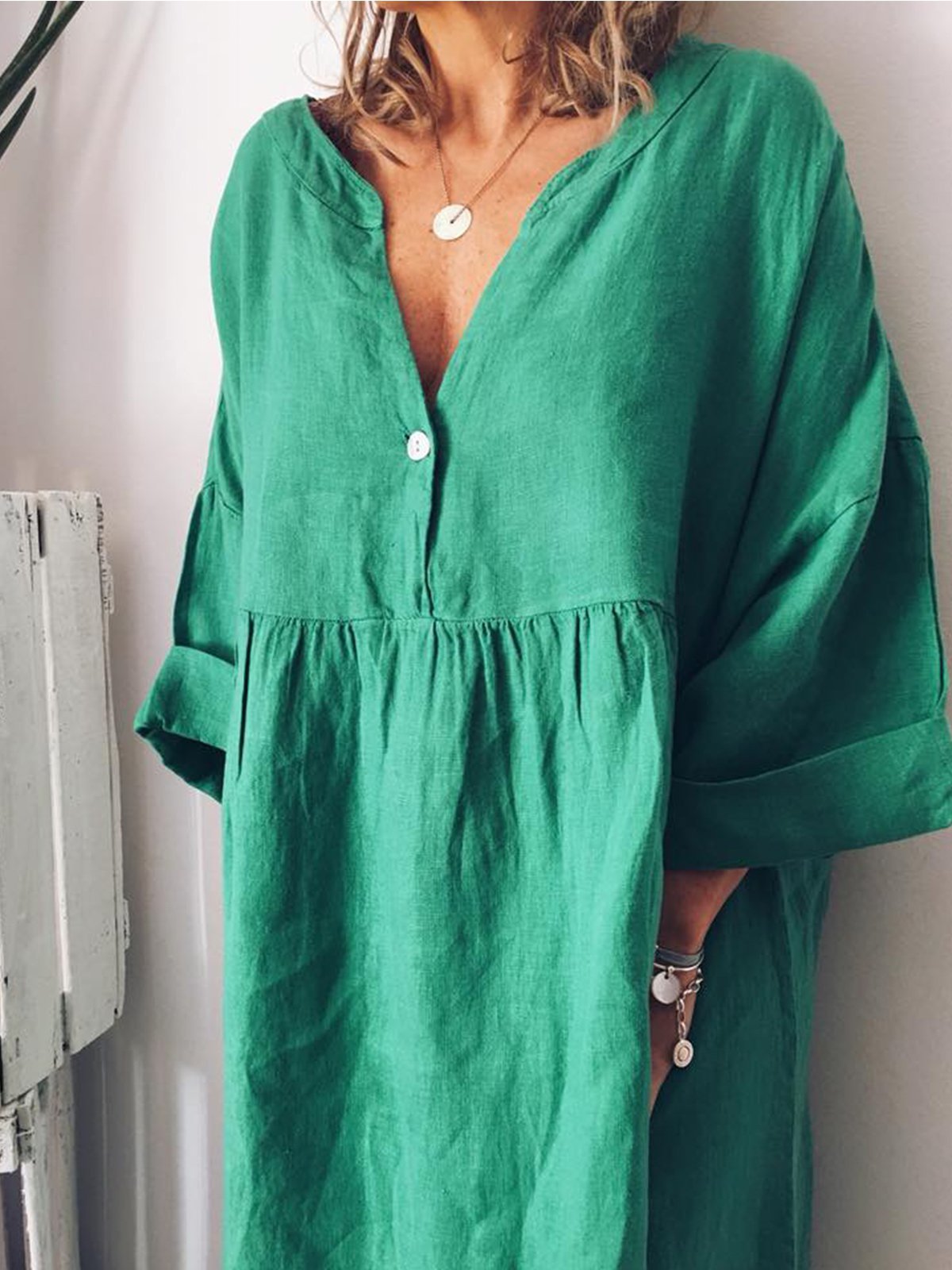 Casual Long Sleeve Cotton Maxi Dresses