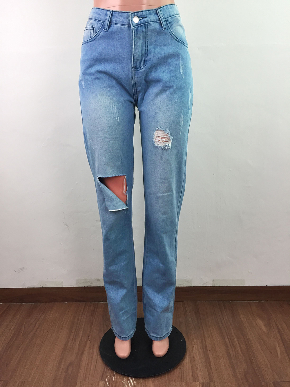Autumn Stylish Lace Up Back Blue Jeans