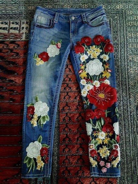 Casual Plus Size Denim Pants