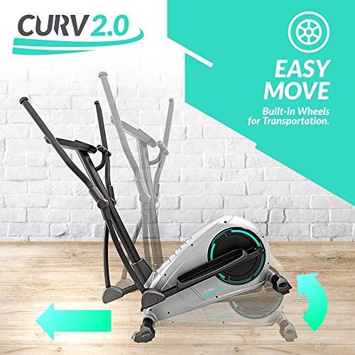 Bluefin Fitness CURV 2.0 Elliptical Cross Trainer | Home Gym | Exercise Step Machine | Air Walker- Black & Silver