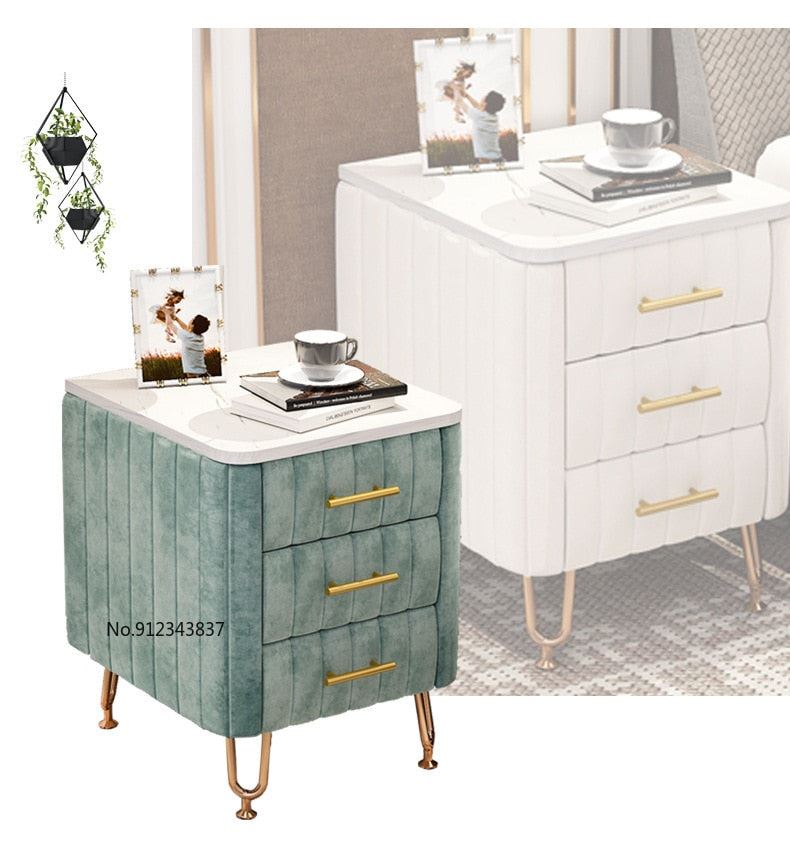 European Style Bedside Table Shelf Simple Modern Light Luxury Bedside