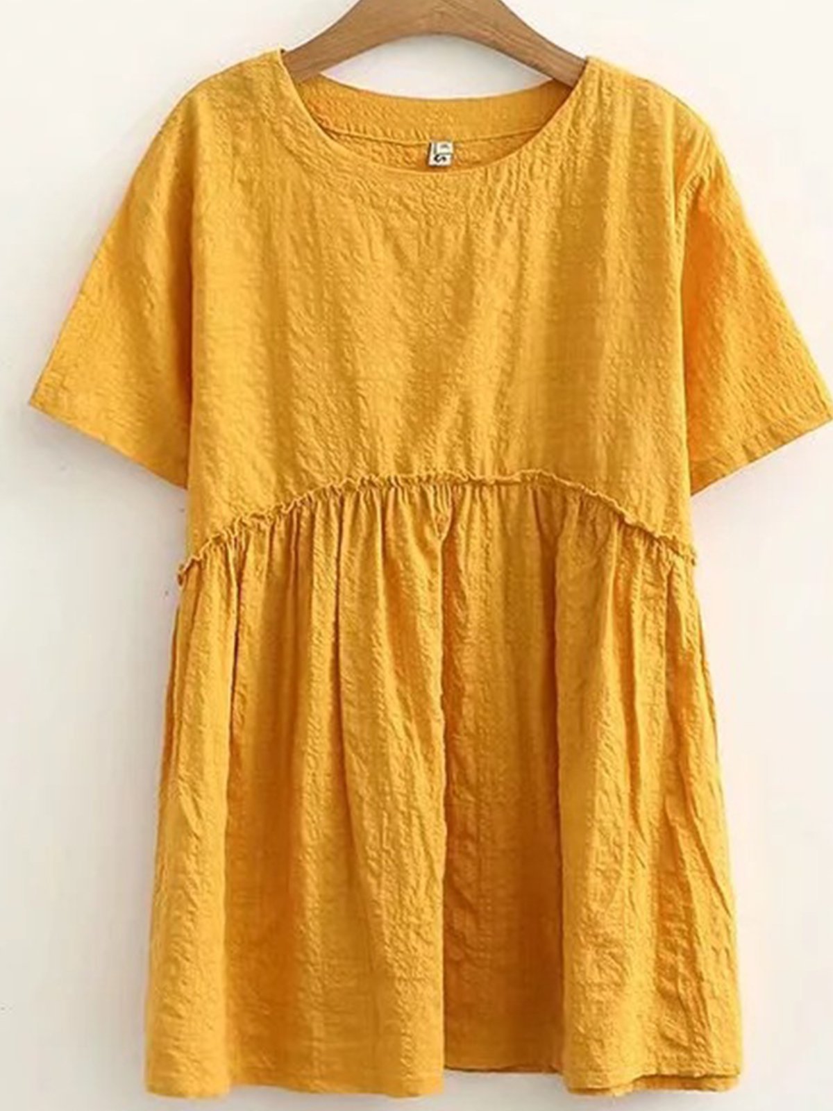 Casual Round Neck A-Line Short Sleeve Shirts & Tops