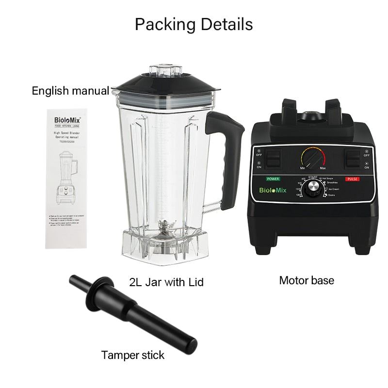 Free 2L Jar 2200W Professional Smart Timer Pre-programed Blender