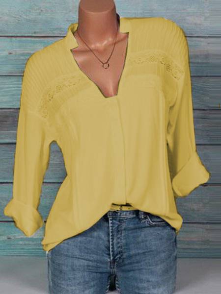 White Casual V Neck Shirts & Tops