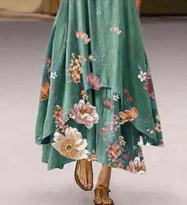 3/4 Sleeve Crew Neck Floral Dresses