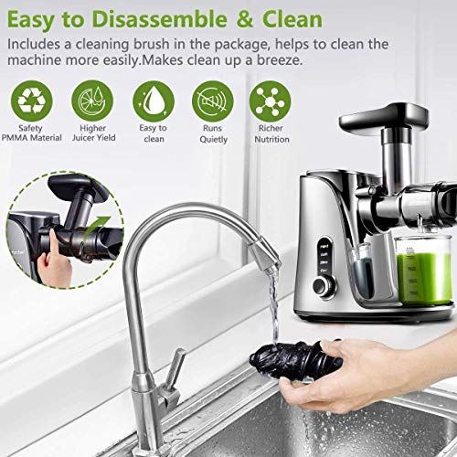 Cold Press Juicer with Two Speed Modes, 2 Travel bottles(500ML)