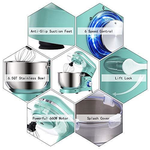 Stand Mixer,6.5-QT 660W 6-Speed Tilt-Head Food Mixer