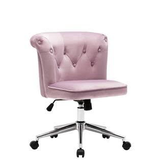 Porthos Home Quoba Swivel Office Chair, Tufted Velvet Upholstery (Pink)