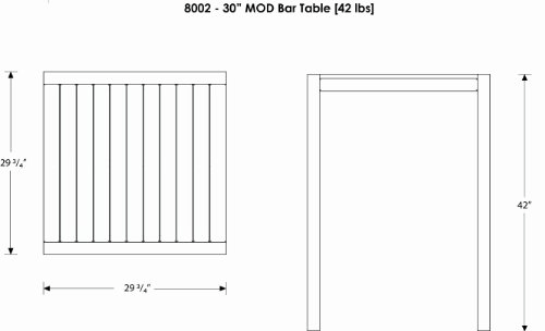 POLYWOOD Mod 30x22 Bar Table - Textured Black - Lemon