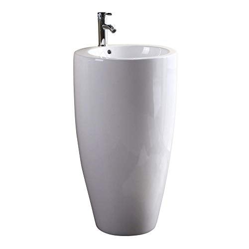 Island Pedestal, Elegant One Piece Pedestal Sink, Vitreous China