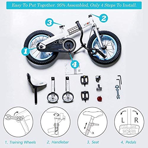 Kids Bike 12 Inch Buttons Bicycles with Training Wheels Child Bicycle Blue