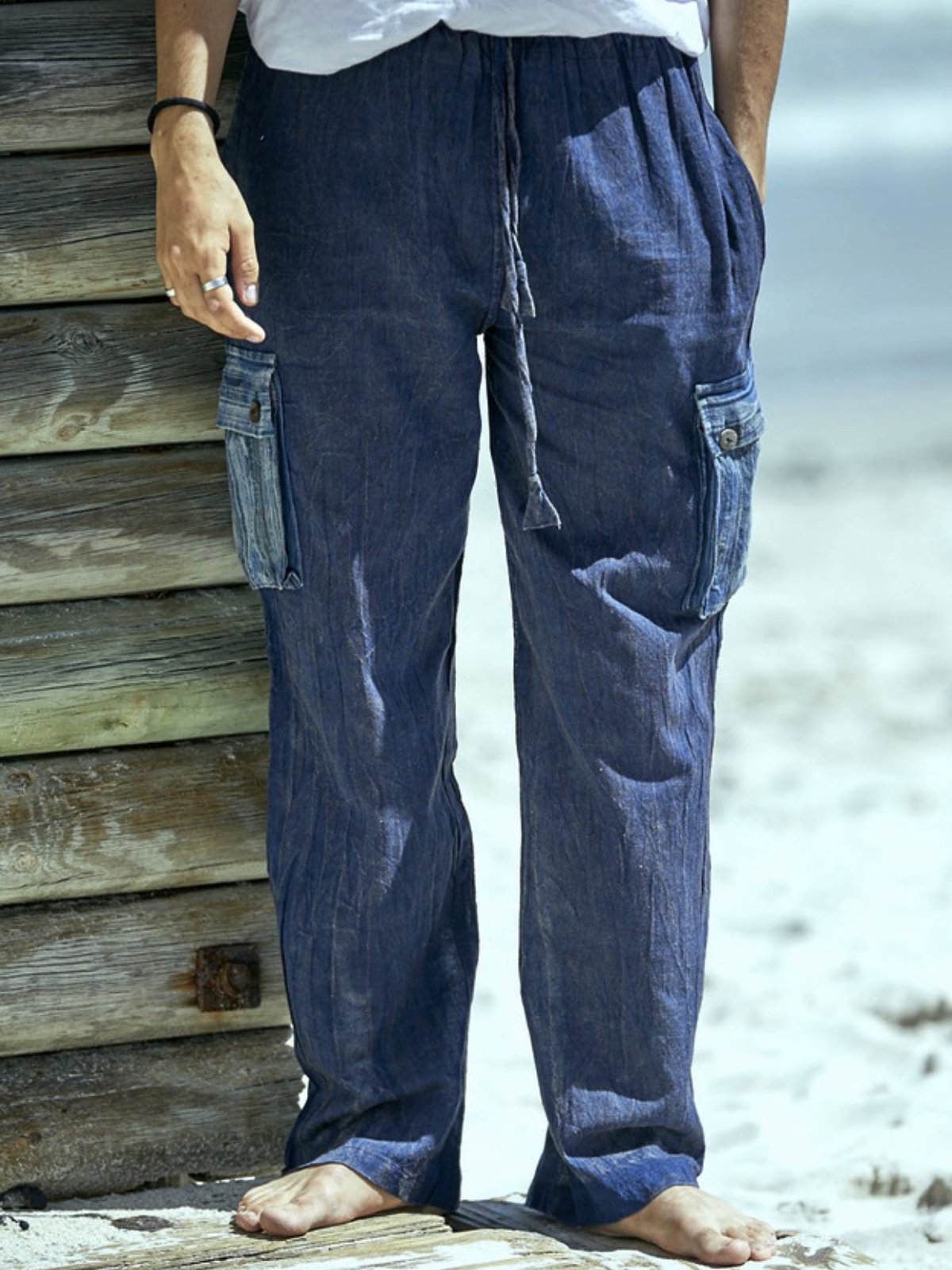 Casual Vintage Solid Pants