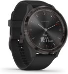 Garmin vivo move 3s, Smaller-sized Hybrid Smartwatch with Real Watch Hands, Gold with Black Leather Band