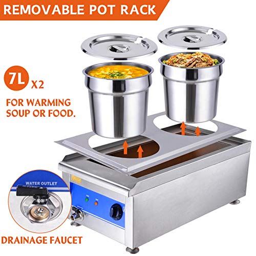 Food Warmer with Dual 7L Pots Stainless Steel Countertop