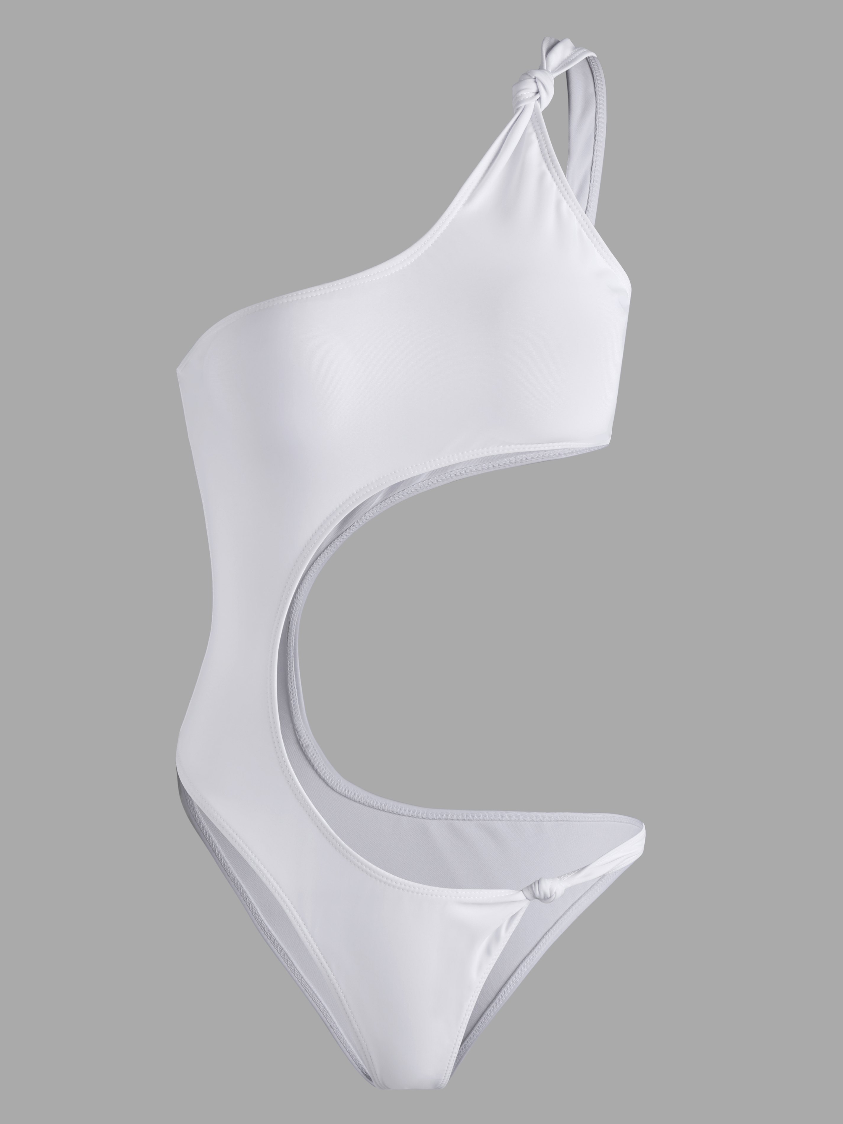 Solid One Shoulder One-Piece Swimsuit