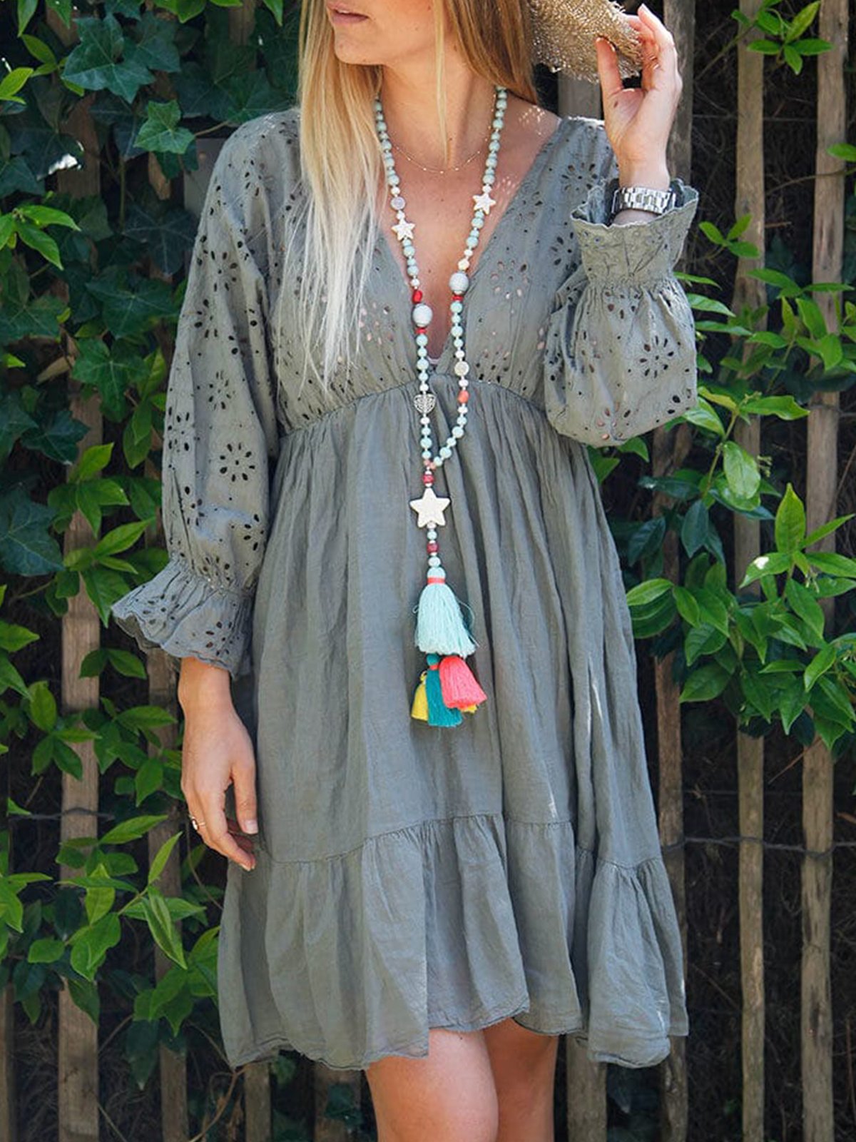 V Neck Long Sleeve Dresses