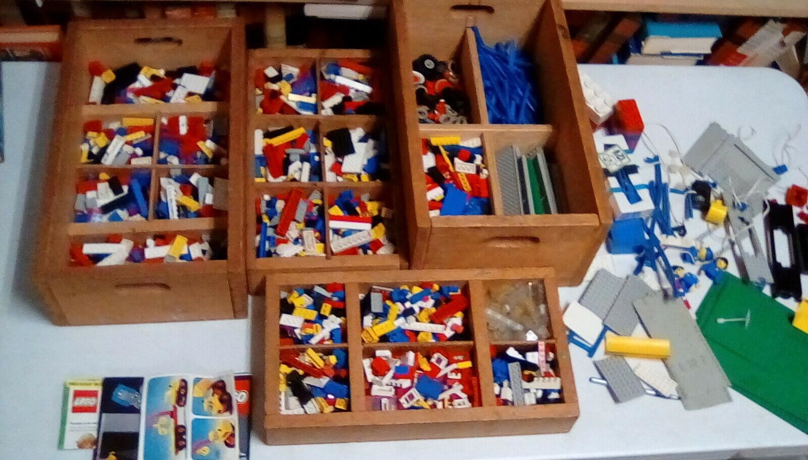 18lbs Vintage Samsonite Lego Lot Train Parts  21lbs Homemade Boxes