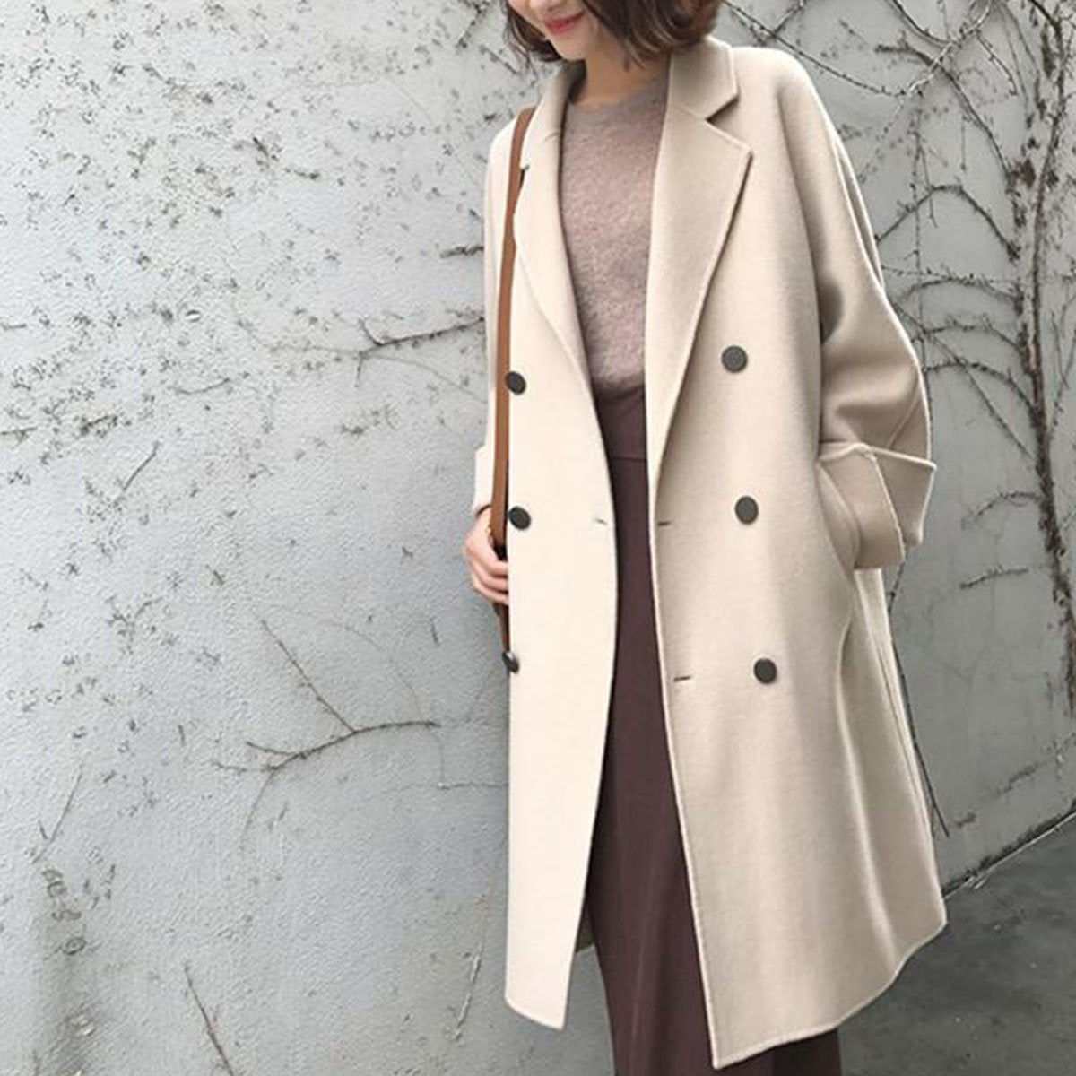 New Mid-Length Double-Sided Cashmere Woolen Coat