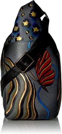 Anna By Anushka Hand painted Large Multi Pocket Hobo, Rose Safari Grey