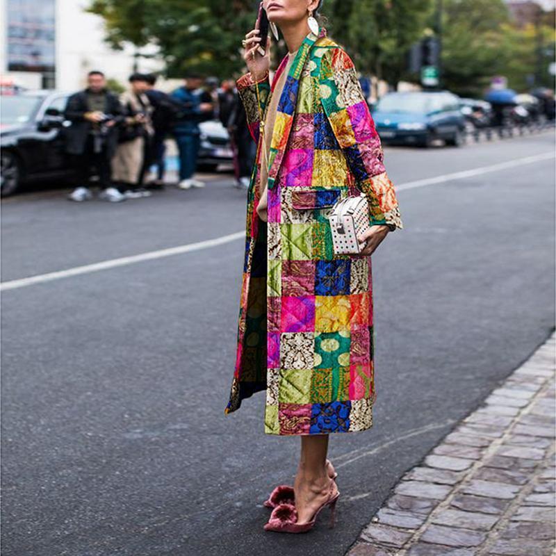 Stylish Vintage Square Printed Coat