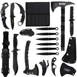 Blade Factory 15pc Tactical Survival Set| 2 Fixed Blade Knives | 2 Hatchet Axes