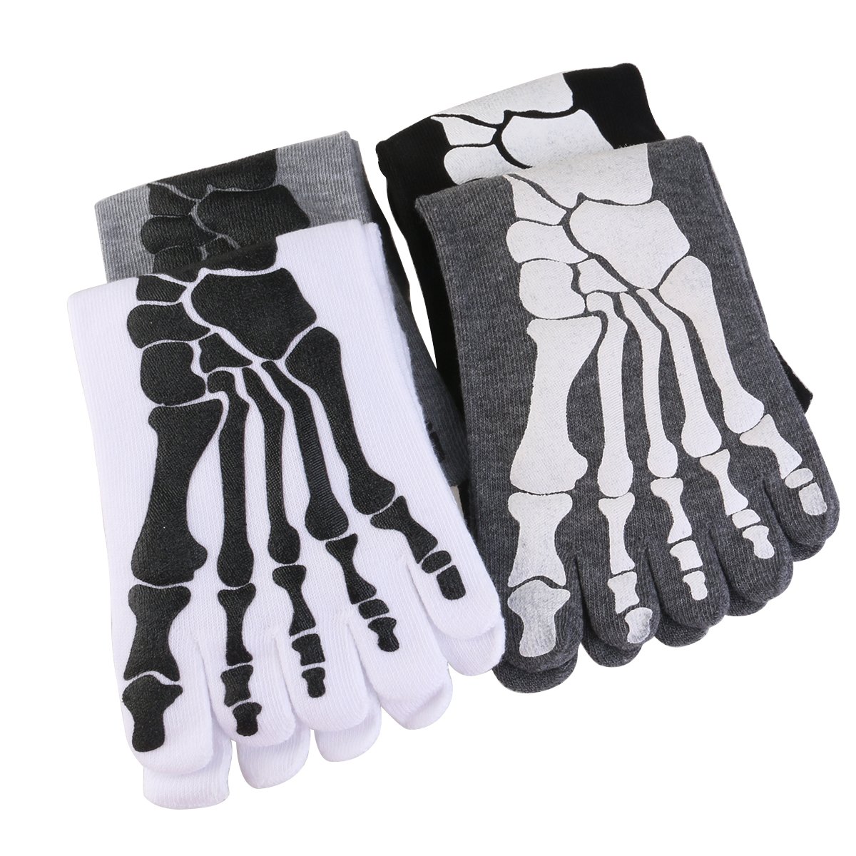 UEETEK 4 Paar Männer Fünf zehe Socken beiläufige Baumwollklauen Muster kurze Socken