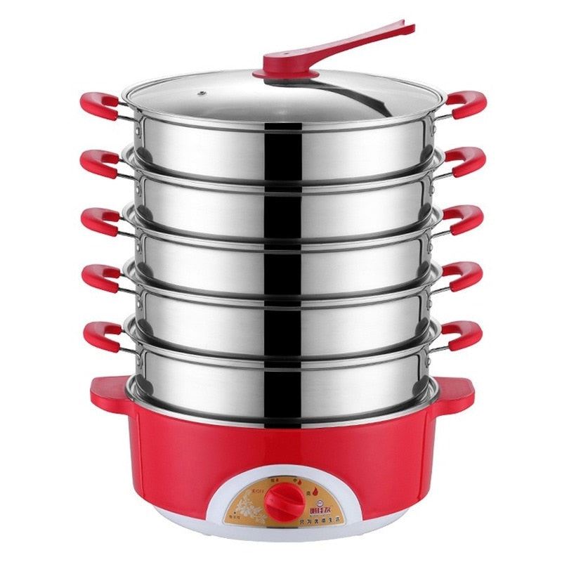 Stainless Steel Electric Food Steamer Pot Stainless  Pan Rice Bun Steamer Steam Cooker Instant