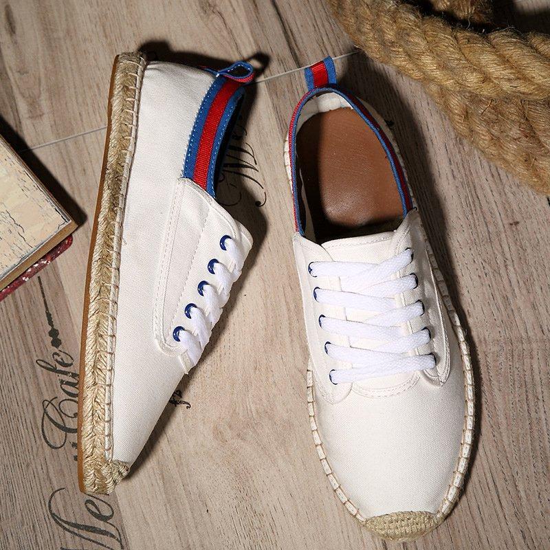 Canvas Lace-up Flat Shoes