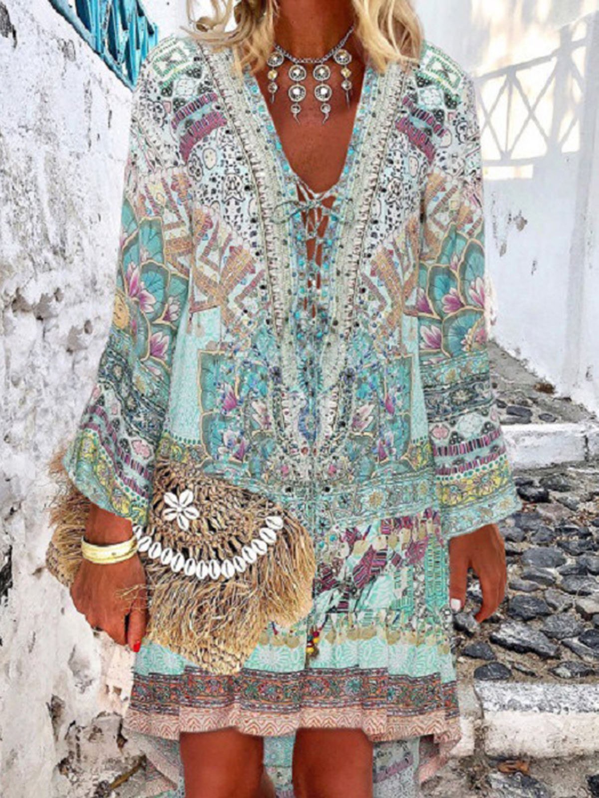 V Neck Women Dresses Holiday Dresses