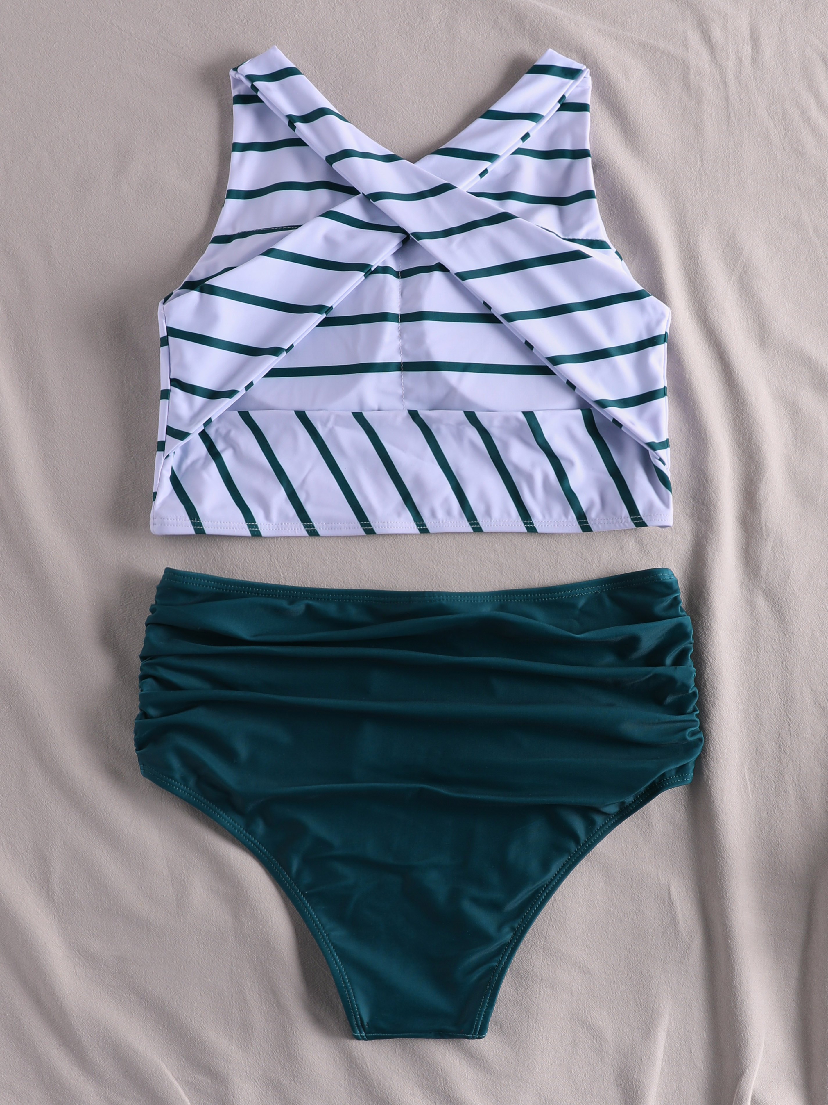 Striped Crisscross Tank Bikini