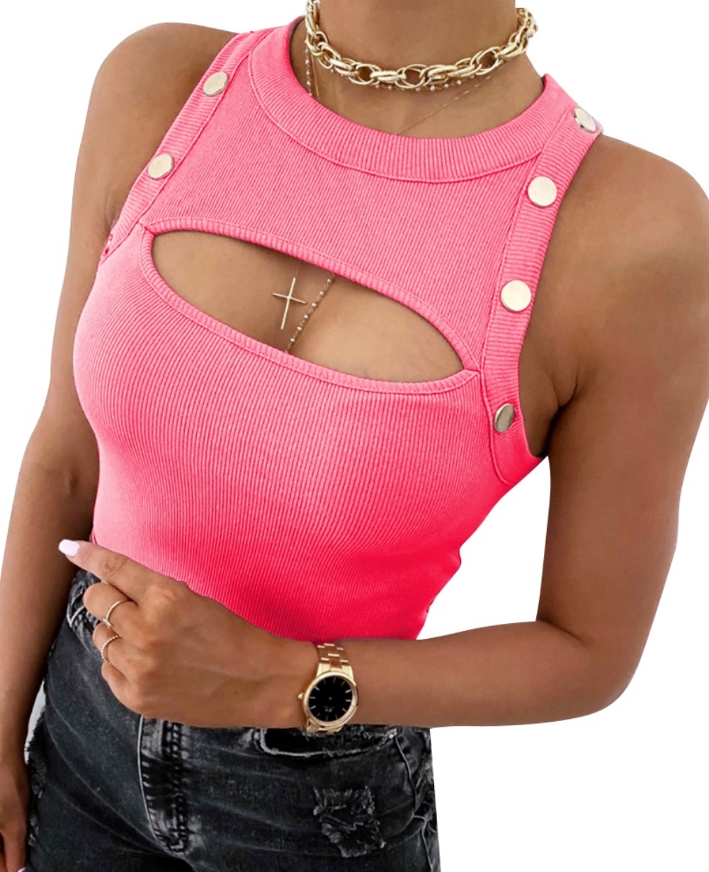 Sexy Sleeveless Cut Out Knitted Shirt