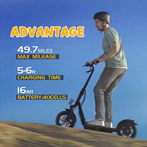 12Inches Off Road Powerful Fast Folding Kick Scooter, 49.7 Miles Long