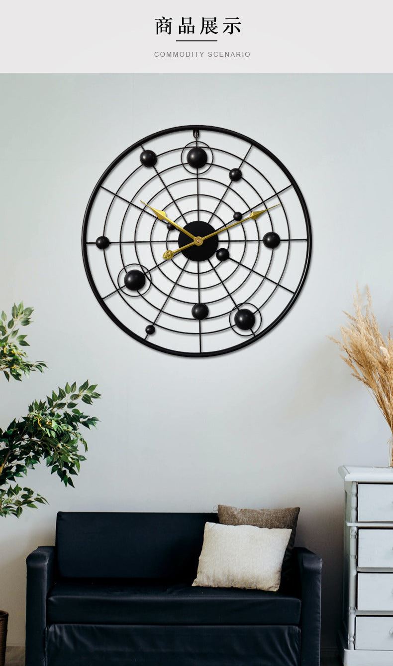 Mesh Living Room Clock Home Planet round Concept Clock Wall Clock
