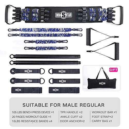 INNSTAR Home Gym Set, Home Resistance Workout Set with Workout Bar for Chest Training, Squat, Deadlift etc.