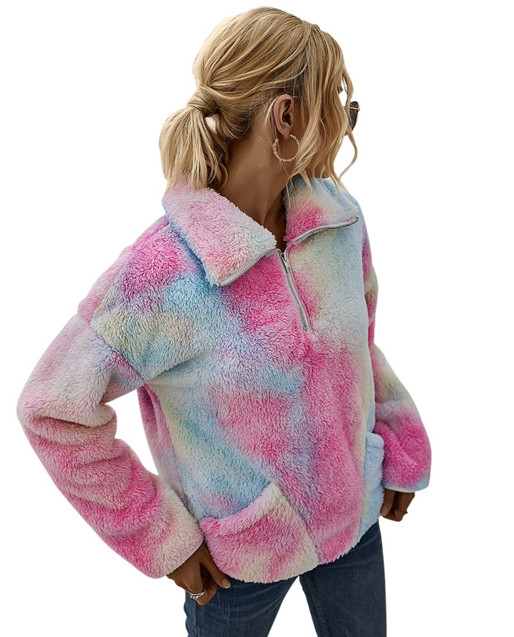 Tie Dye Pocket Plush Pullover Top