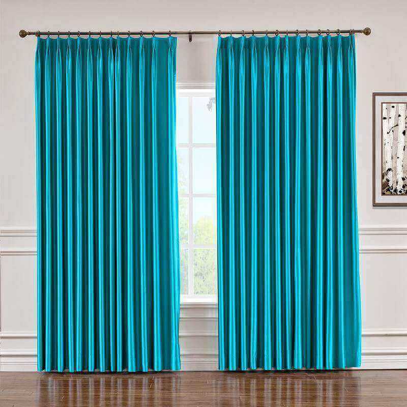 CUSTOM Lao Hang Zhou Turquoise Polyester Cotton Thermal Insulated Curtain