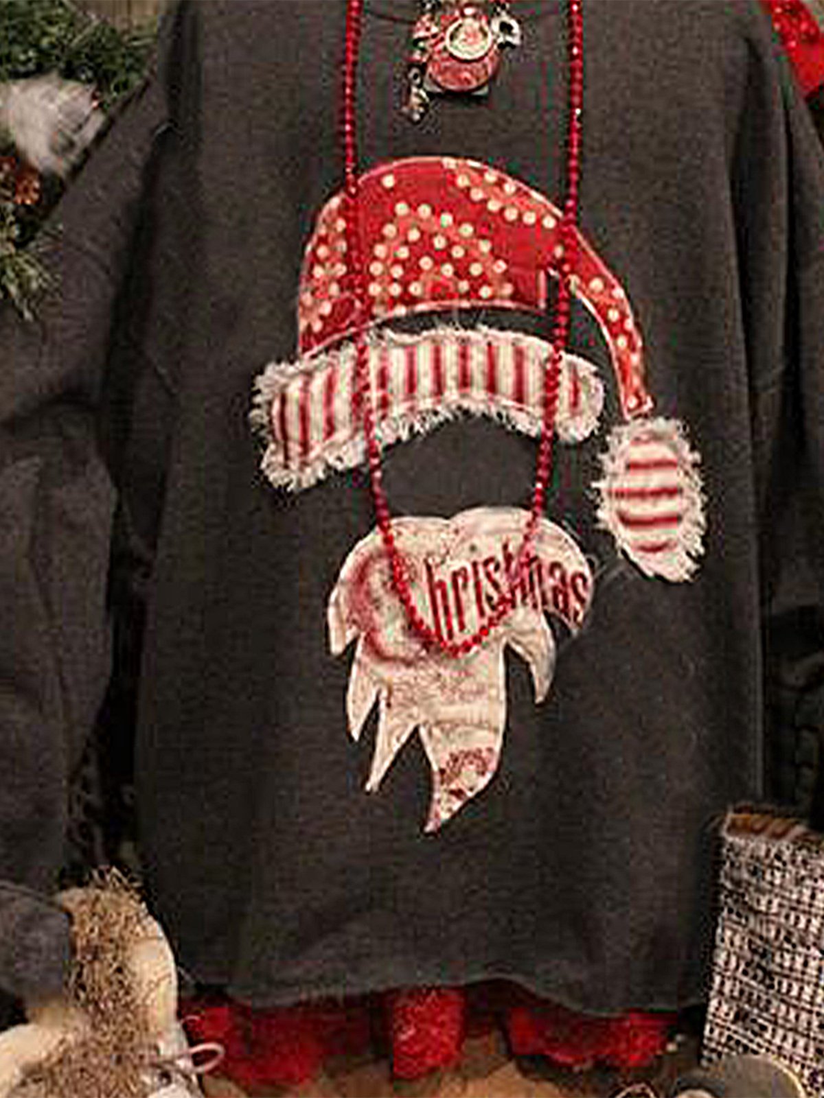 Christmas loose long sleeve printed sweatshirt