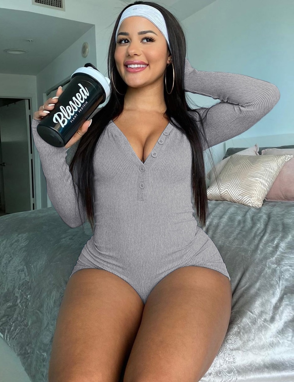 Sexy Button Up Long Sleeve Bodysuit