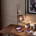Industrial Retro Black Iron Metal Net Desk Lamp Wireless Charger USB Charging Port Adjustable LED with Switch Plug Table Lights