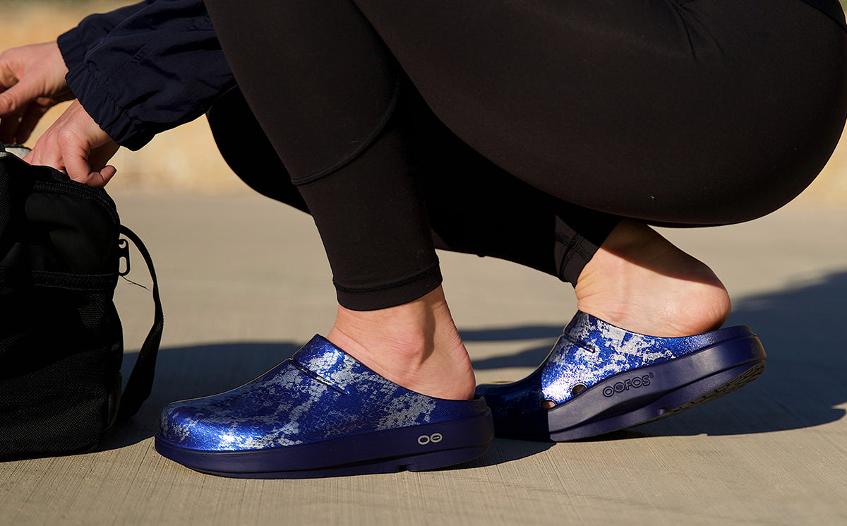 Women's OOcloog Limited Edition Clog - Navy Metallic Snake (SALE)