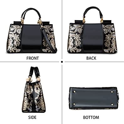 Nevenka Women Patent Leather Fashion Handbags, Black