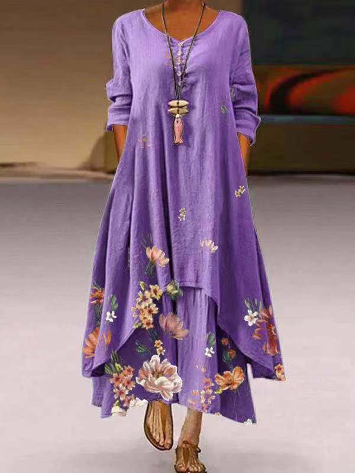 3/4 Sleeve A-Line Casual Dresses