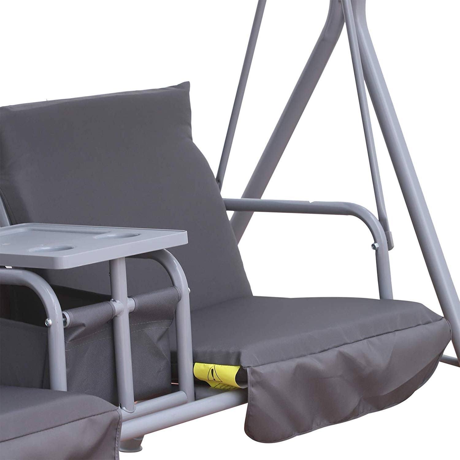 Jamna Water-Resistant Patio Swing with Center Pivot Table by Havenside Home - Grey