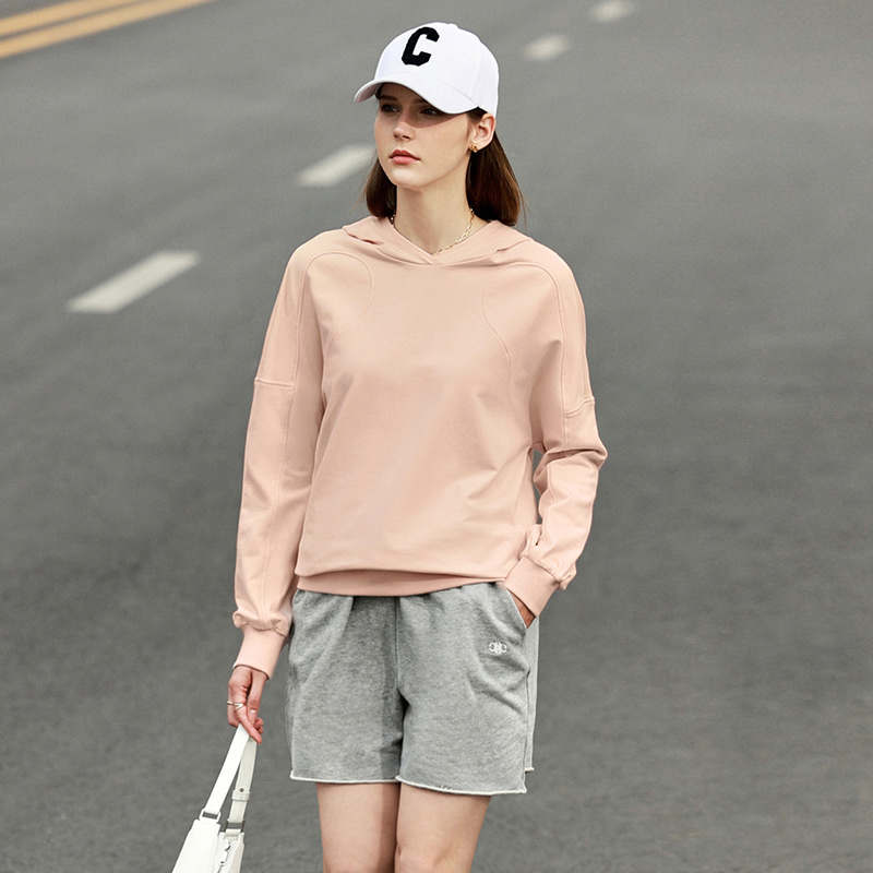 复制Amii Minimalism Sweatshirt Women Spring Hooded Clothes Solid Loose Hoodies 100% Cotton Casual Pullover Female Tops 12240199