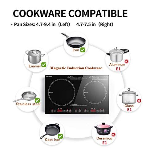 1800W Double Burners Electric Stove, 6 Power/Temp Levels