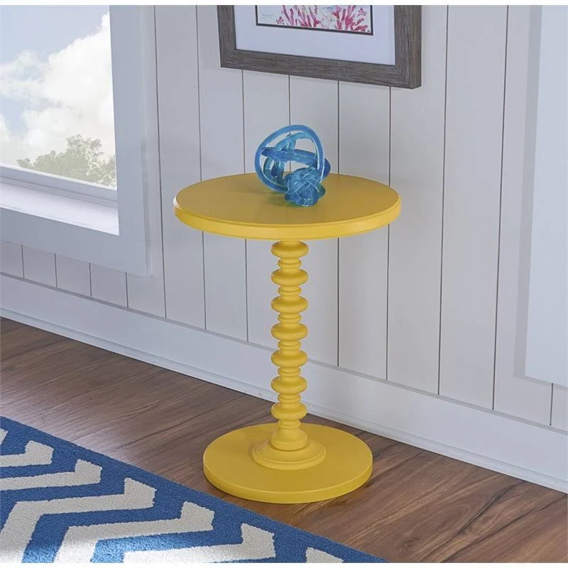 Powell Round Spindle Table Yellow