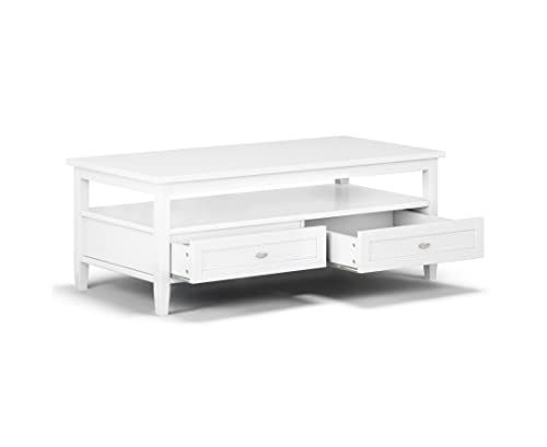 SIMPLIHOME Solid WOOD 48 inch Wide Rectangle Transitional Coffee Table