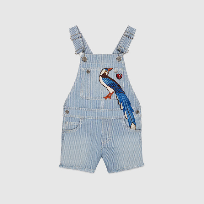 Children's embroidered denim overall